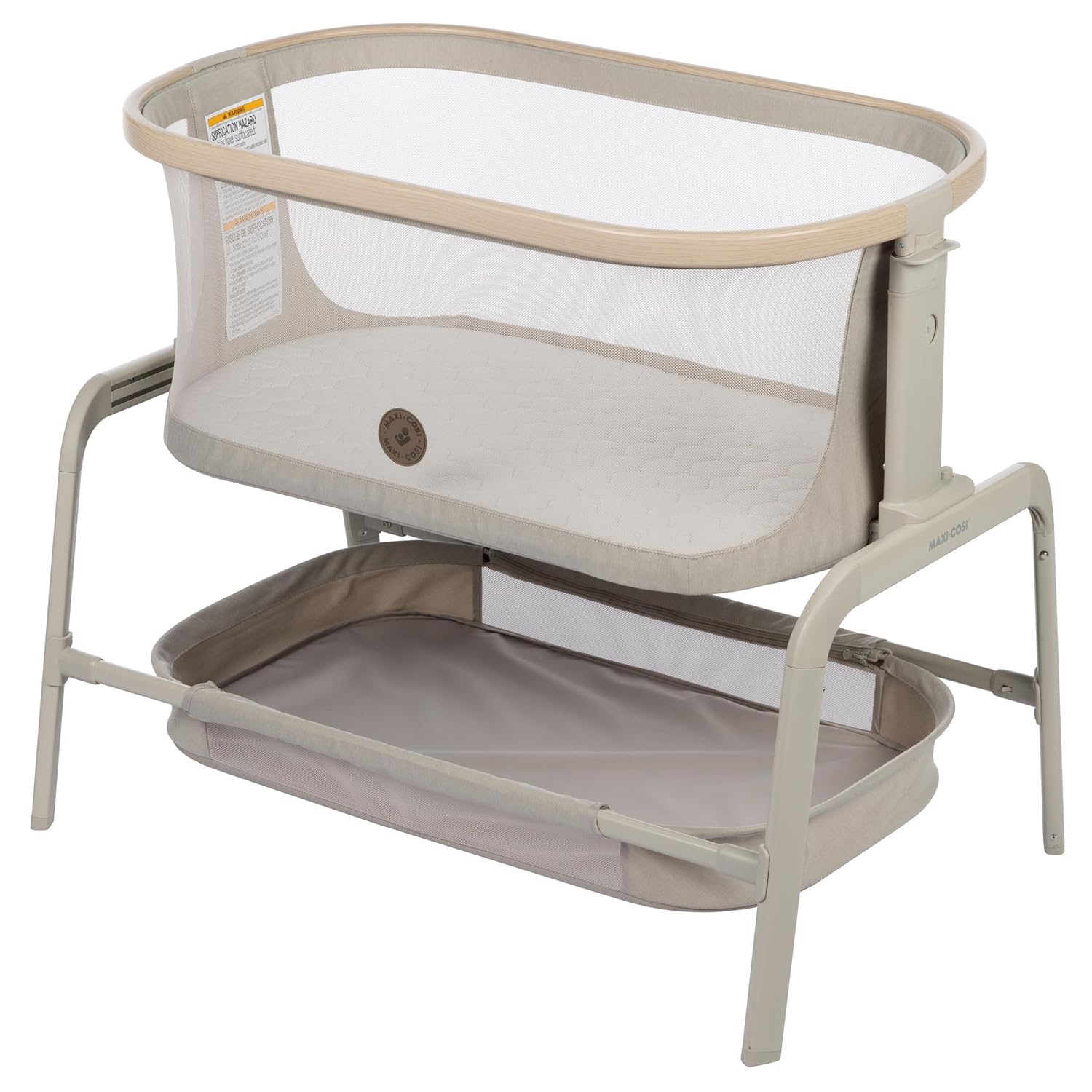 Maxi-Cosi Iora Baby Bassinets Bedside Sleeper, Portable Bassinet, Infant Bedside Sleeper Crib, Height Adjustable, Breathable Mesh, Large Storage Basket, Classic Oat : Baby