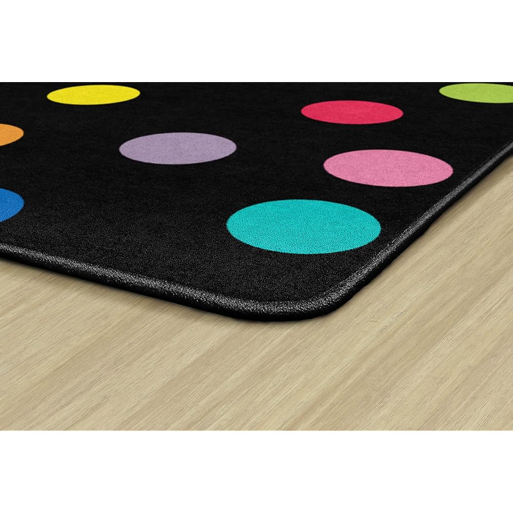 Flagship Carpets Schoolgirl Style Just Teach Rainbow Polka Dots Classroom Area Rug for Indoor Classroom Learning or Kid Bedroom Educational Play Mat, 7'6