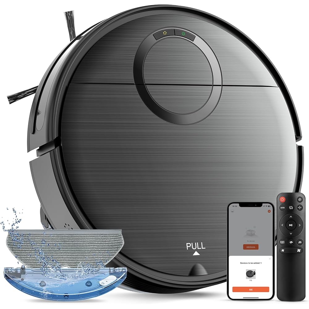 - UMMUND Robot Vacuum and Mop Combo, 2 in 1 Mopping Robotic Vacuum Cleaner with Schedule, Wi-Fi/App/Remote, Max Suction 2000Pa, Self-Charging, Slim, Ideal for Hard Floor, Pet Hair, Low-Pile Carpet