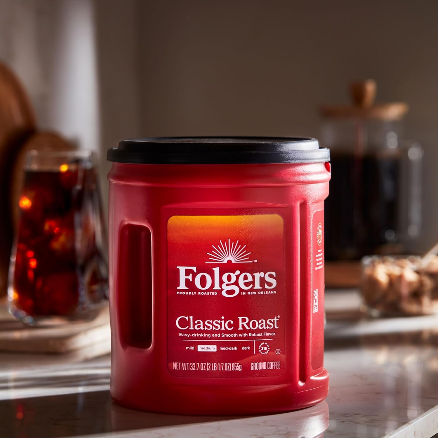 : Folgers Classic Roast Medium Roast Ground Coffee, 33.7 Ounces (Pack of 6) : Grocery & Gourmet Food