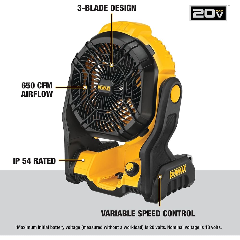 DEWALT 20V MAX Jobsite Fan, Cordless, Portable, Bare Tool Only (DCE512B) -