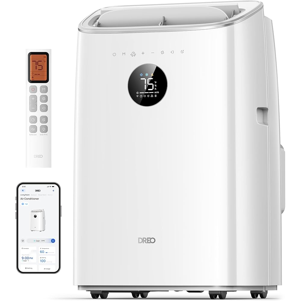 Dreo Portable Air Conditioners, 8000 BTU ASHRAE (5000 BTU DOE) Smart AC Unit for Bedroom with Drainage-free Cooling, 45dB Quiet, APP/Voice/Remote, Portable AC for Room Indoors, AC318S