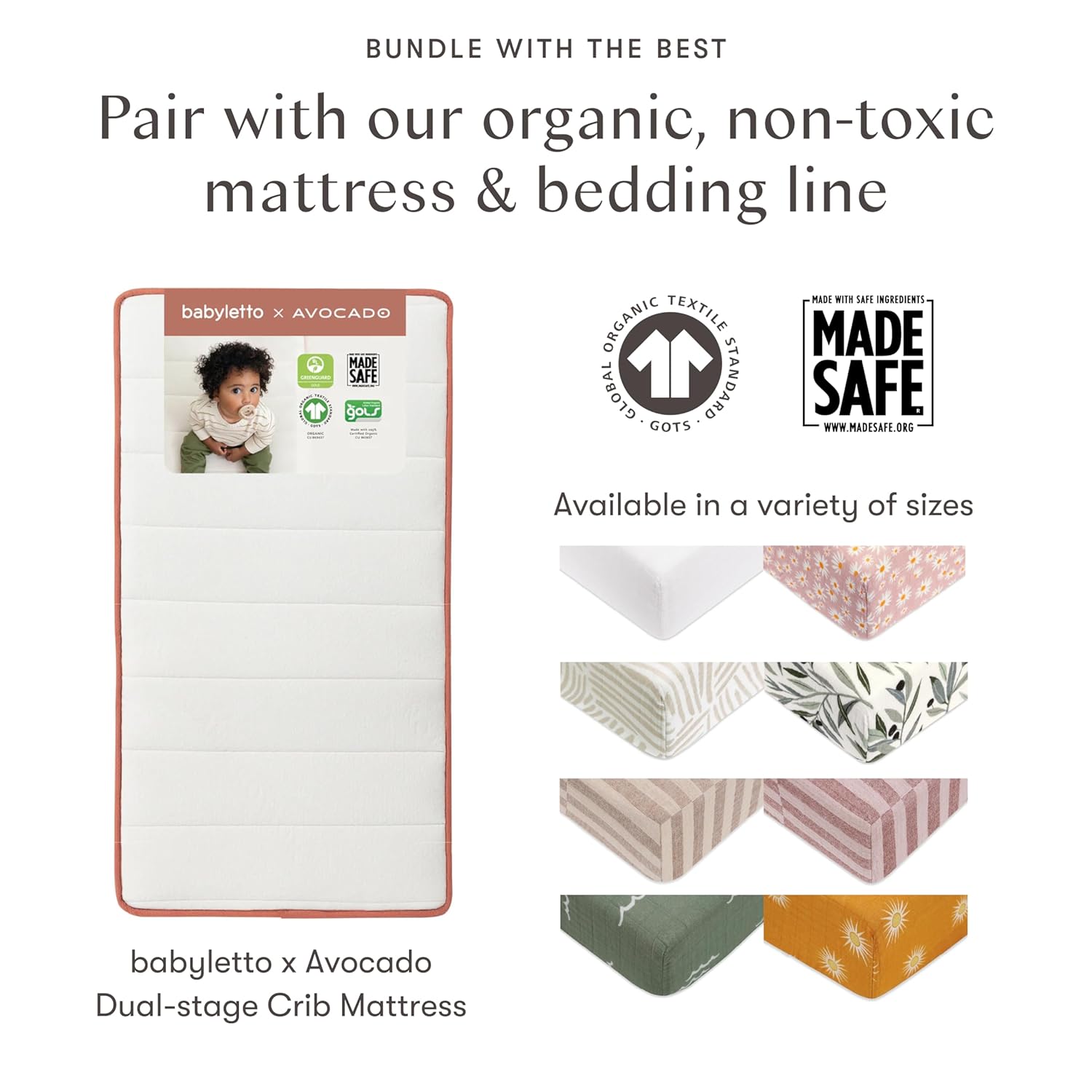 Babyletto Lolly 3-in-1 Convertible Crib with Toddler Bed Conversion Kit in White and Natural, Greenguard Gold Certified : Baby