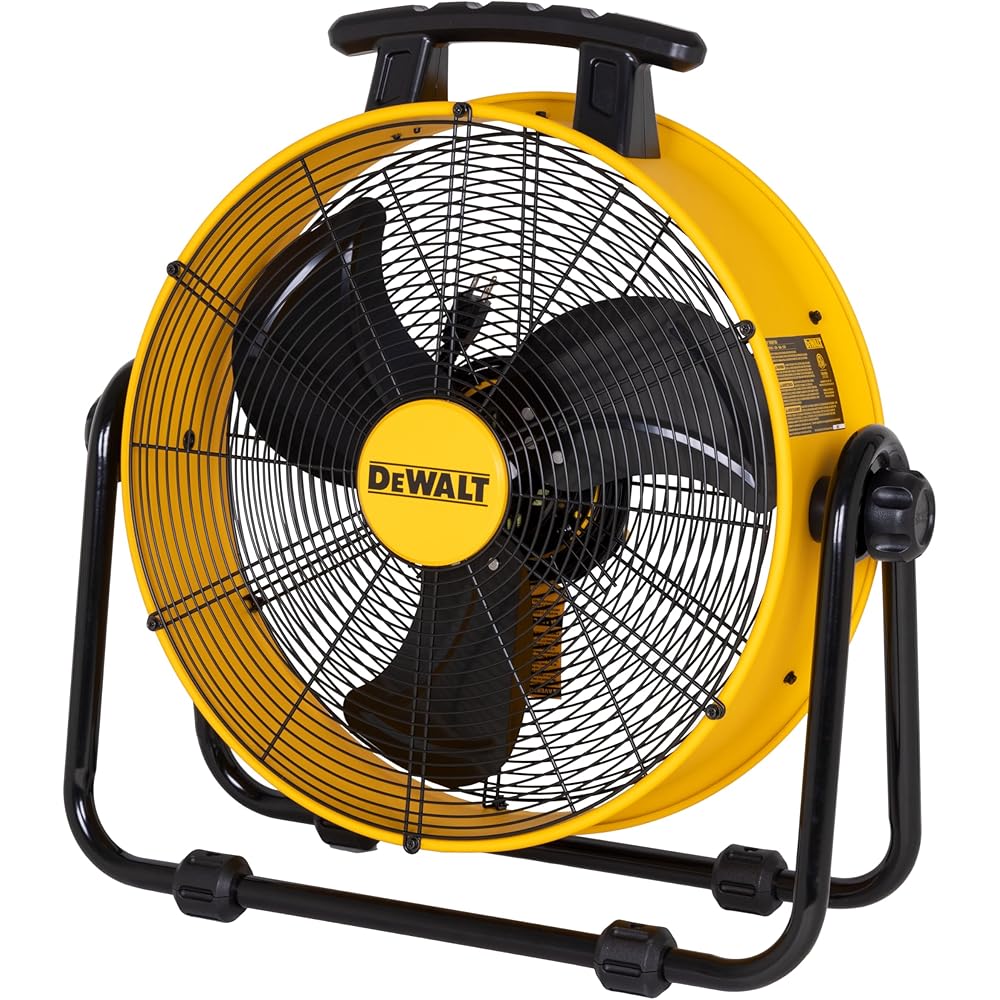 DEWALT DXF2042 Industrial Fan, 20 Inch High Velocity Fans with 3-Speed Adjustable Tilting Head, Drum Fan for Outdoor, House and Warehouse, Yellow : Home & Kitchen