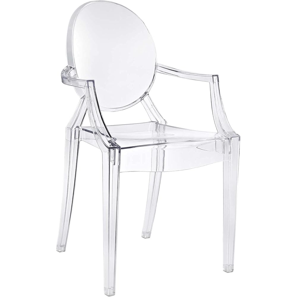 - Modway Casper Modern Acrylic Stacking Kitchen and Dining Room Arm Chair in Clear - Fully Assembled - Chairs