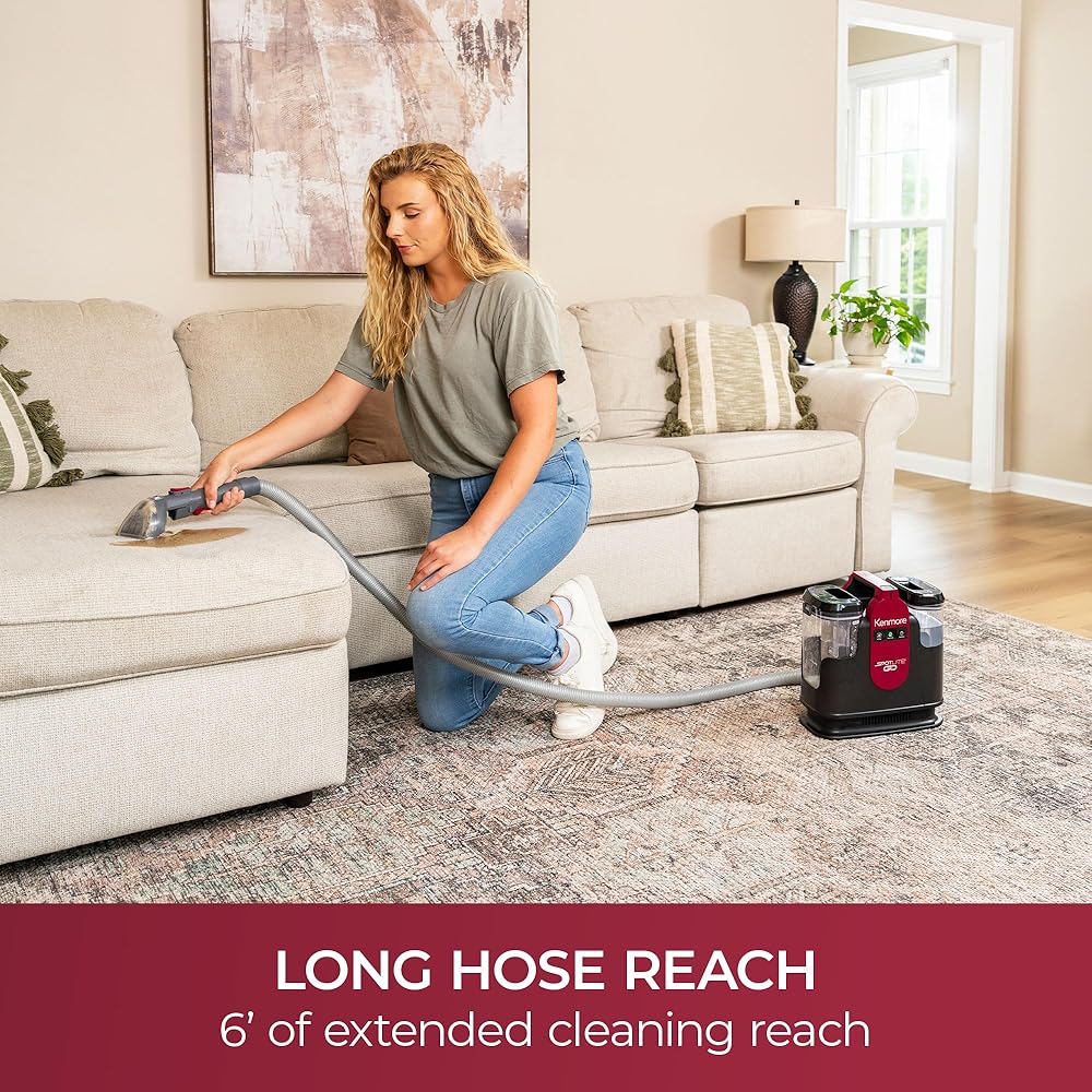 - Kenmore KW1050 SpotLite™ Go Portable Heated Carpet & Upholstery Spot Cleaner, 16Kpa Power Suction with Versatile Tools for Pets, Area Rugs and Couches