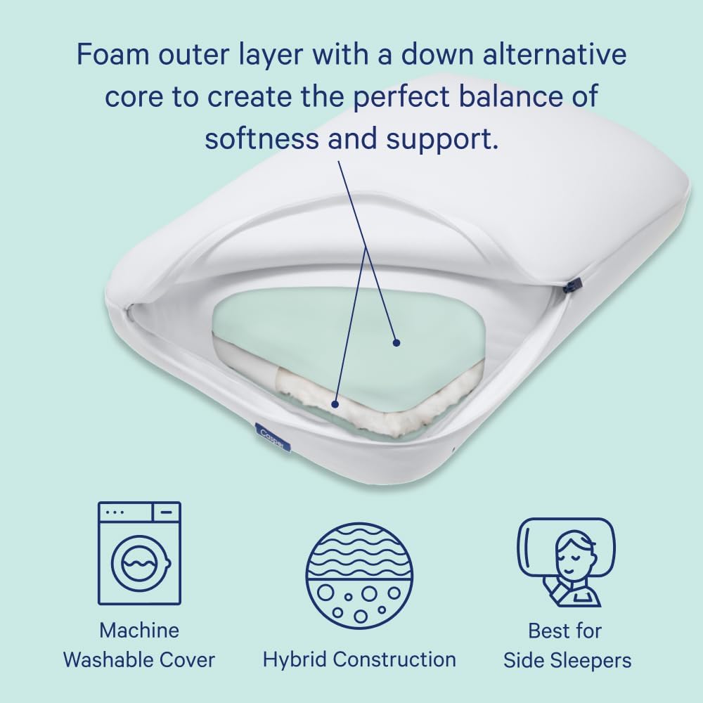 Casper Hybrid Pillow for Sleeping, Standard, White