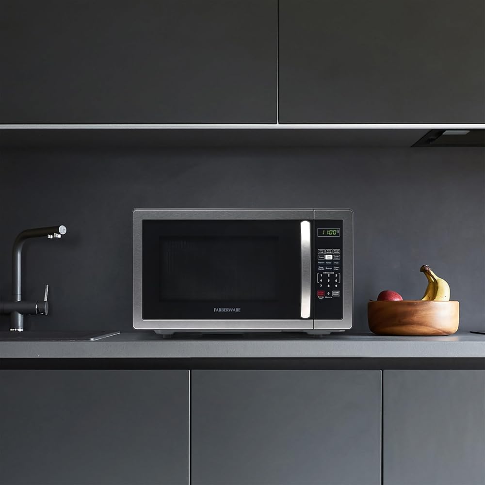 Farberware FMWO11AHTBKB 1.1 Cu. Ft. Stainless Steel Countertop Microwave Oven: Home & Kitchen
