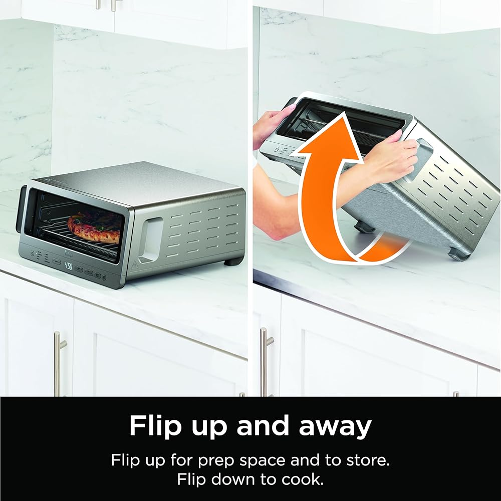 Ninja Flip Toaster Oven&Air Fryer, 8-in-1 Functionality, Flip Up&Away Capability for Storage Space, LargeCapacity, Air Fry Basket, SheetPan, Wire Rack&Removable Crumb Tray, Stainless,1800 watts, SP151 : Home & Kitchen