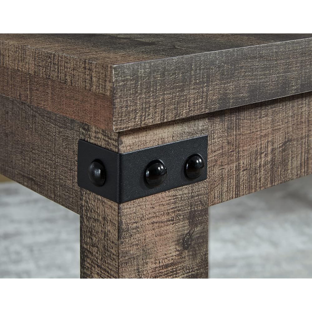 Signature Design by Ashley Hollum Rustic End Table with Shelf, Dark Brown : Home & Kitchen