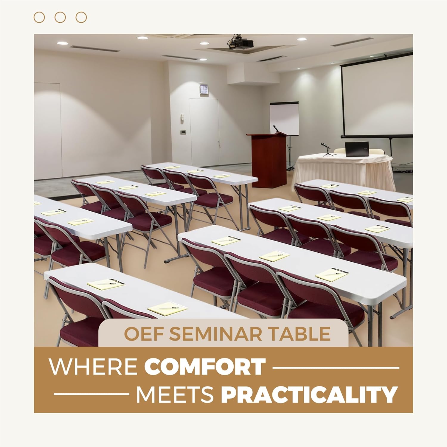 OEF Furnishings 8 Foot Heavy Duty Folding Seminar Table, Durable and Lightweight, 18