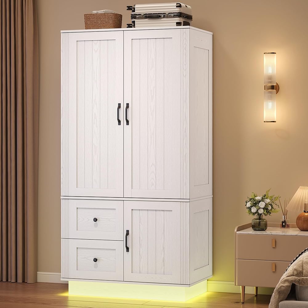 LIKIMIO Farmhouse Wardrobe Closet with Doors, 70