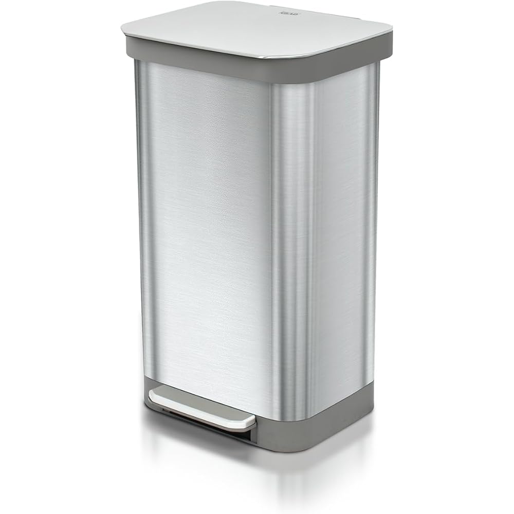 Glad Stainless Steel Step Trash Can, Series 2 with Clorox Protection - Large Metal Kitchen Garbage Bin with Soft Close Lid, Foot Pedal and Waste Bag Roll Holder, 20 Gallon : Home & Kitchen