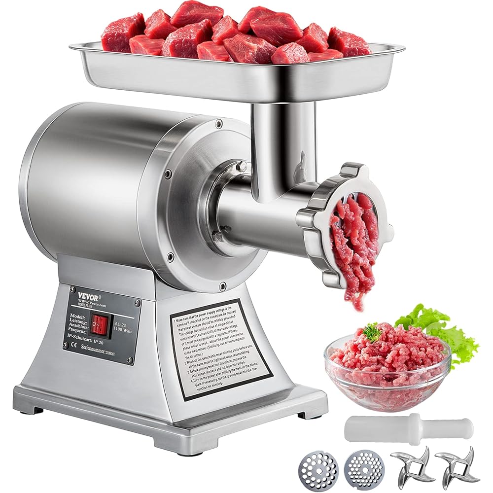 VEVOR Commercial Meat Grinder, 550LB/h 1100W Electric Meat Mincer, ETL Approved Heavy Duty Industrial Meat Mincer Machine: Home & Kitchen