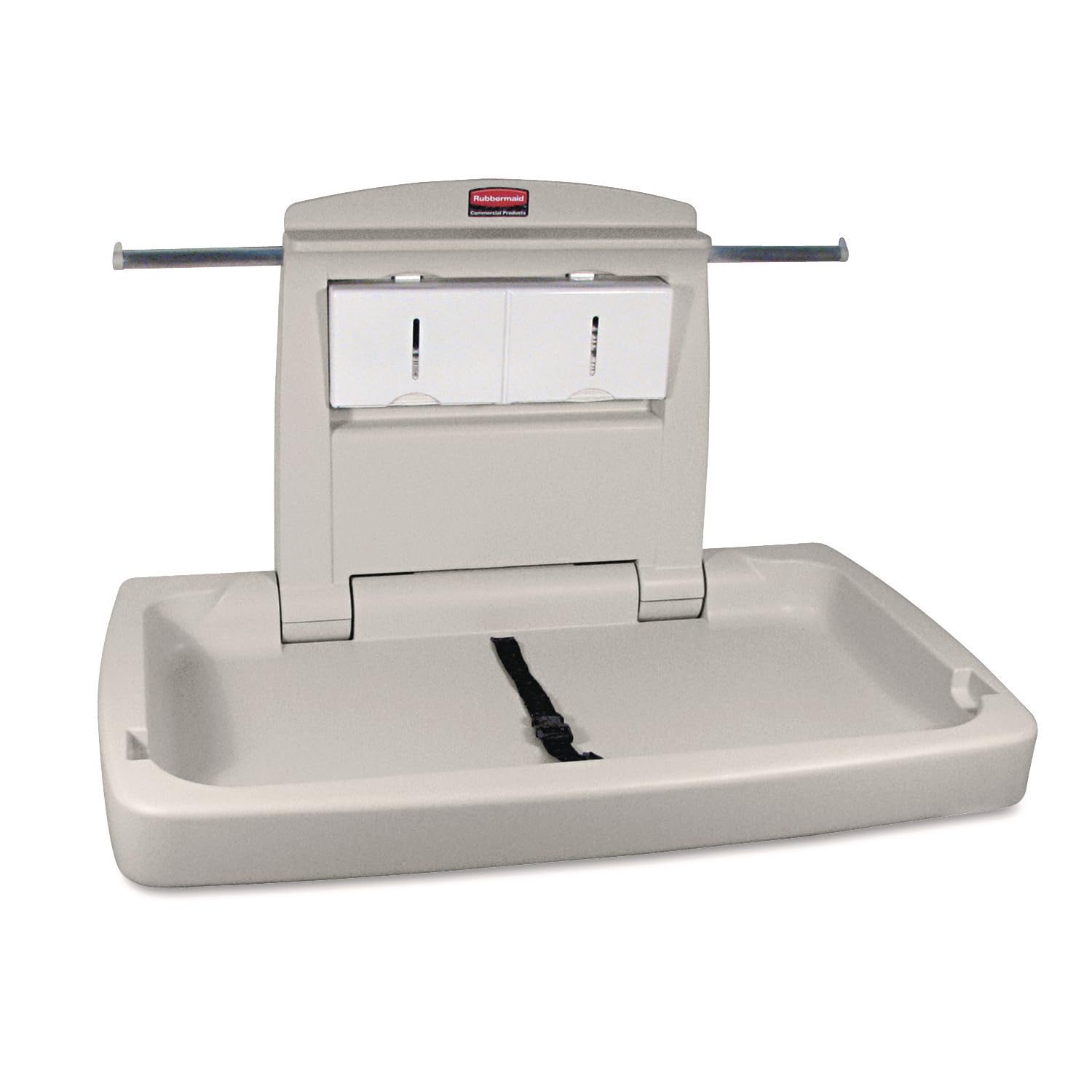 Rubbermaid Commercial Products Horizontal Baby Changing Station, Light Platinum, Wall-Mounted Fold-Down Diaper Change Table with Safety Straps for Restaurants/Hotels/Schools/Airports : Baby