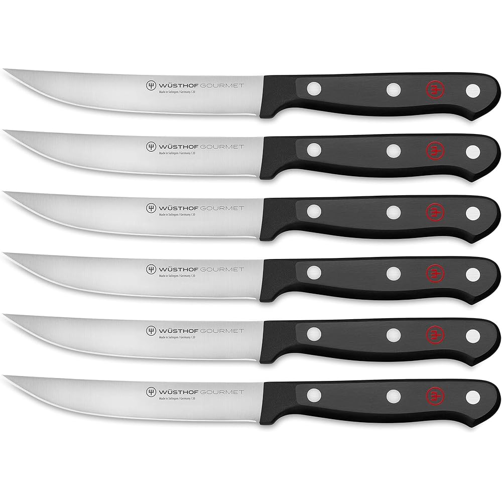 W脺STHOF Gourmet 6-Piece Steak Knife Set, Black: Home & Kitchen