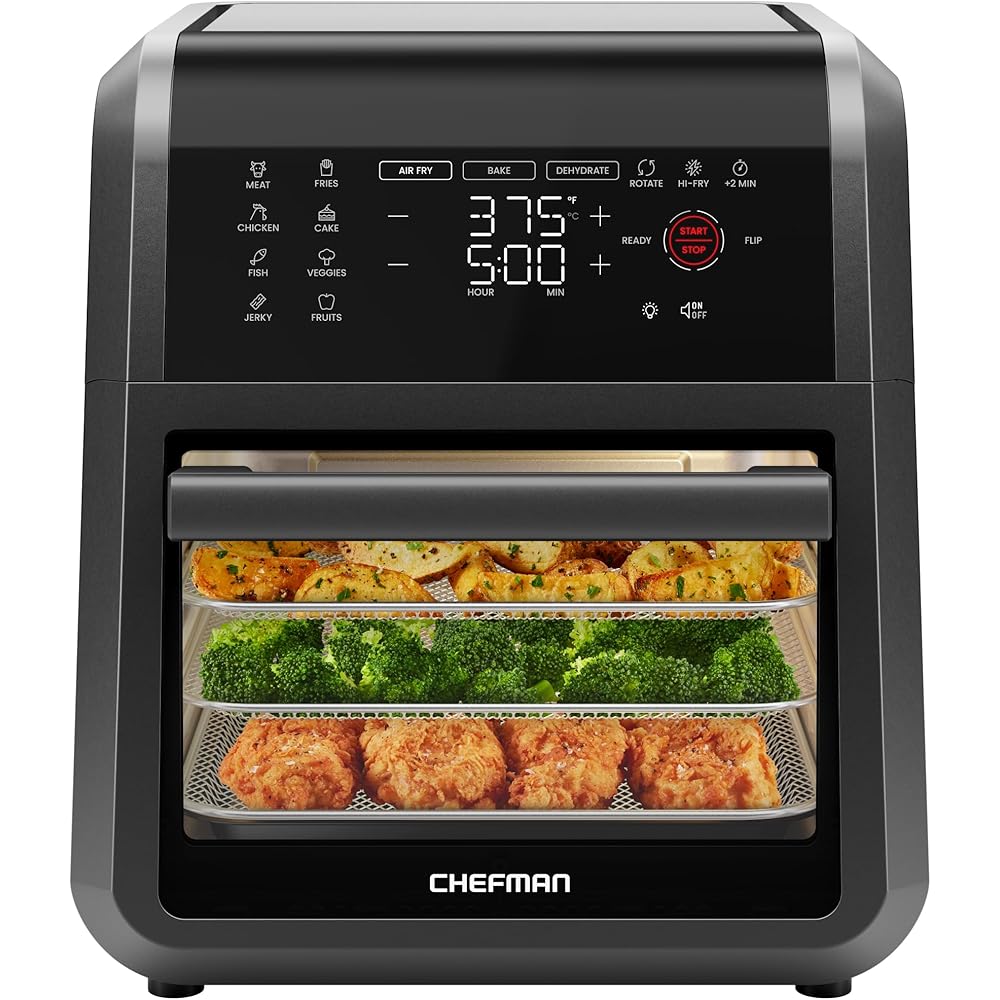 Chefman 12-Quart 6-in-1 Air Fryer Oven with Digital Timer, Touchscreen, and 12 Presets - Family Size Countertop Convection Oven, Dishwasher-Safe Parts : Home & Kitchen