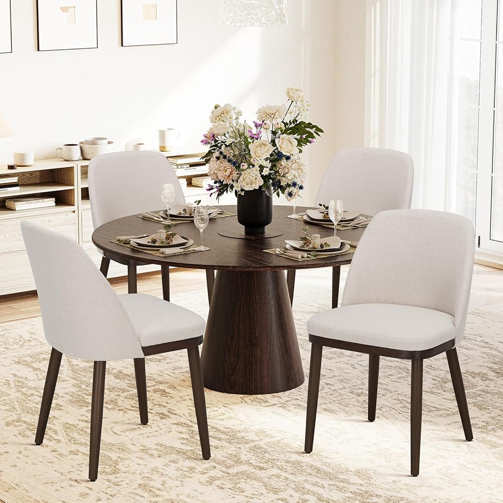 - COLAMY Upholstered Dining Chairs Set of 4, Modern Kitchen Chairs with Back, Fabric Side Dining Room Chairs with Wood Legs for Kitchen Dining Room Restaurant, Beige - Chairs