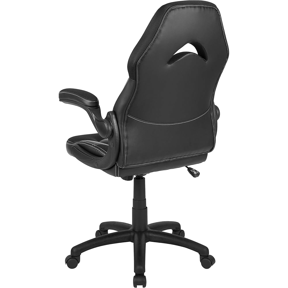 Flash Furniture X10 High-Back LeatherSoft Racing Style Gaming Chair with Flip-Up Arms, Ergonomic Padded Swivel Computer Chair, Black : Home & Kitchen
