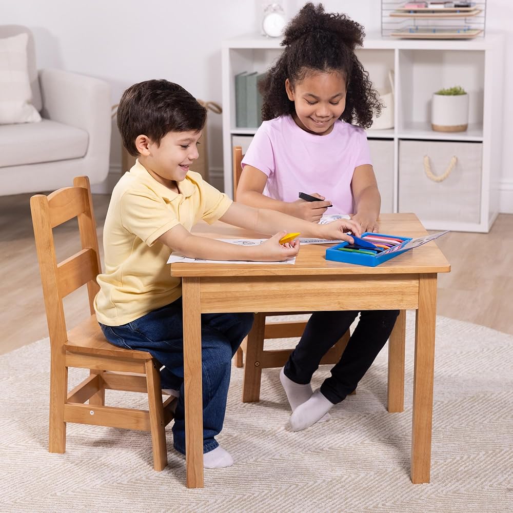 Melissa & Doug Solid Wood Table and 2 Chairs Set - Light Finish Furniture for Playroom : Melissa & Doug