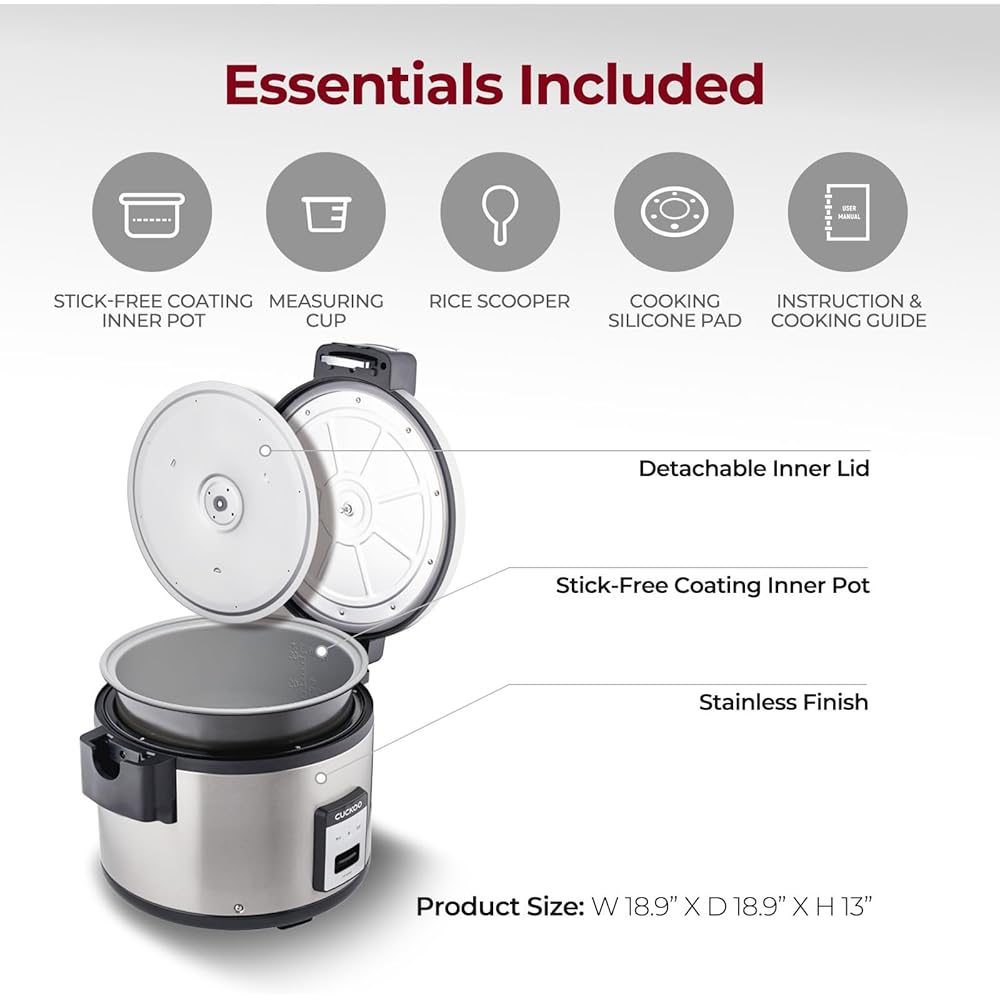 CUCKOO CR-3032 30-Cup (Uncooked) / 60-Cup (Cooked) Large Capacity Commercial Rice Cooker & Warmer with Nonstick Inner Pot, Switch Press (Silver/Black) : Industrial & Scientific