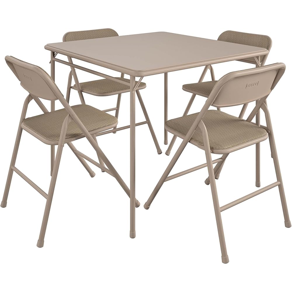 - COSCO 5 Piece, Tan Folding Table and Chair Set. - Table & Chair Sets
