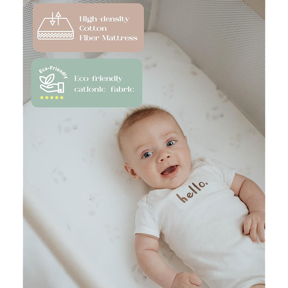 Fodoss Baby Bassinets Bedside Sleeper - All Mesh Bedside Bassinet with Wheels, 7 Height Adjustable Baby Bassinet for Infants, Beige : Baby