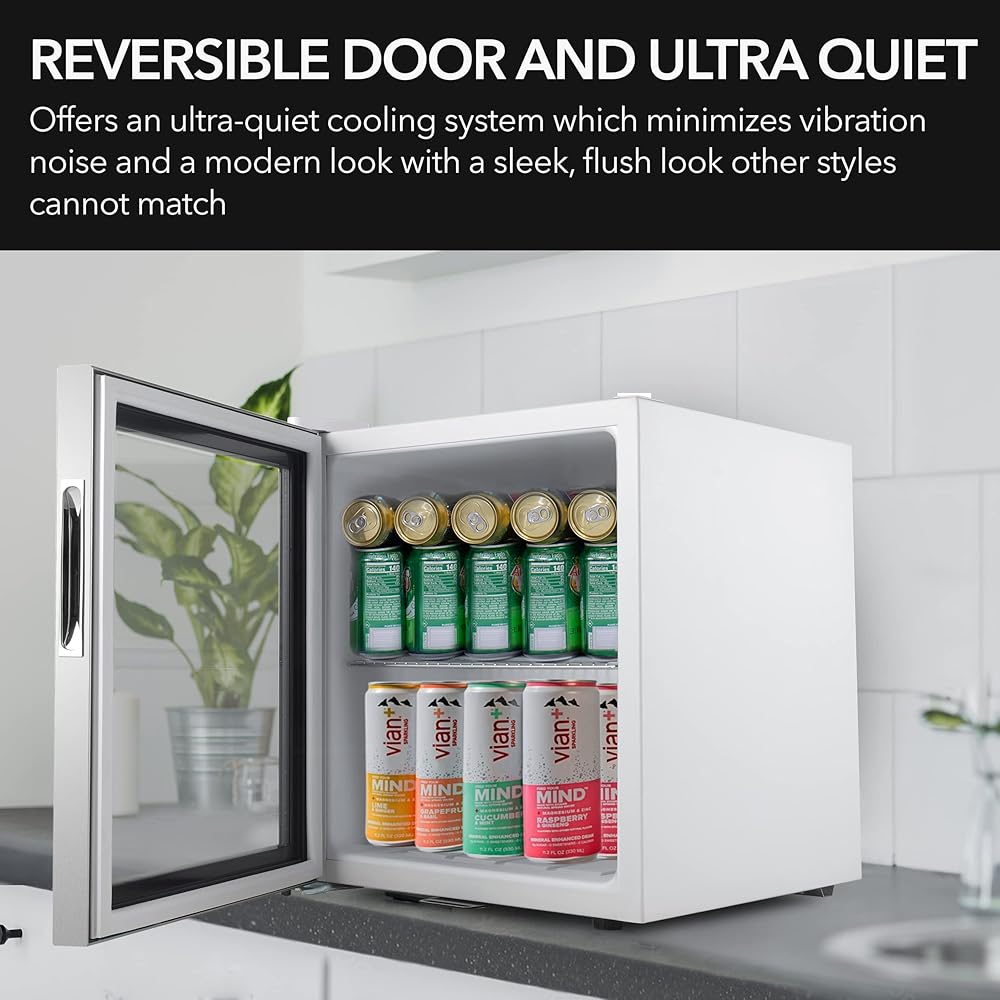 Whynter BR-062WS 68-Can Beverage Refrigerator with Glass Door, 1.6 Cu Ft Freestanding Drink Mini Fridge, Cubic Feet, Stainless Steel