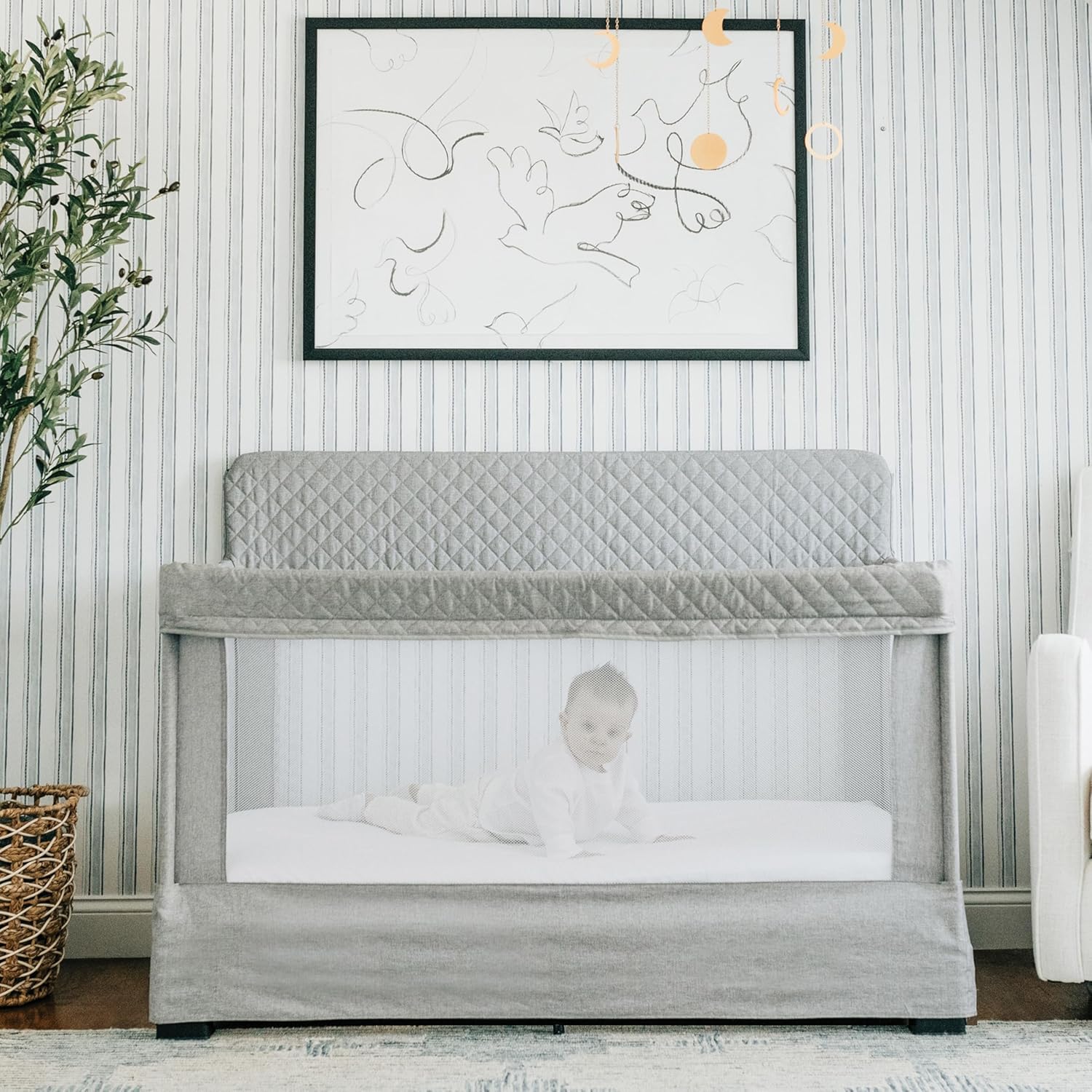 : Baby Delight Lunaire Full Size Crib | Breathable Mesh Baby Crib | Tool-Free Assembly Baby Bed | Pebble Grey : Baby