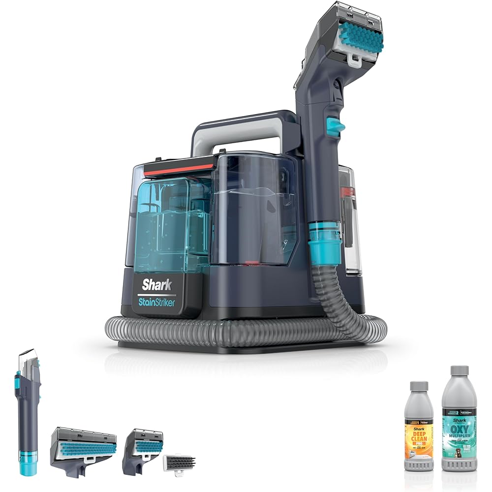 Shark StainStriker Portable Carpet, Upholstery & Area Rug Cleaner, XL Tool & Self-Cleaning, Stain & Odor Remover, Perfect for Car Interior, 3 Cleaning Tools & Cleaning Solution, Royal Purple, PX225BRN : Automotive