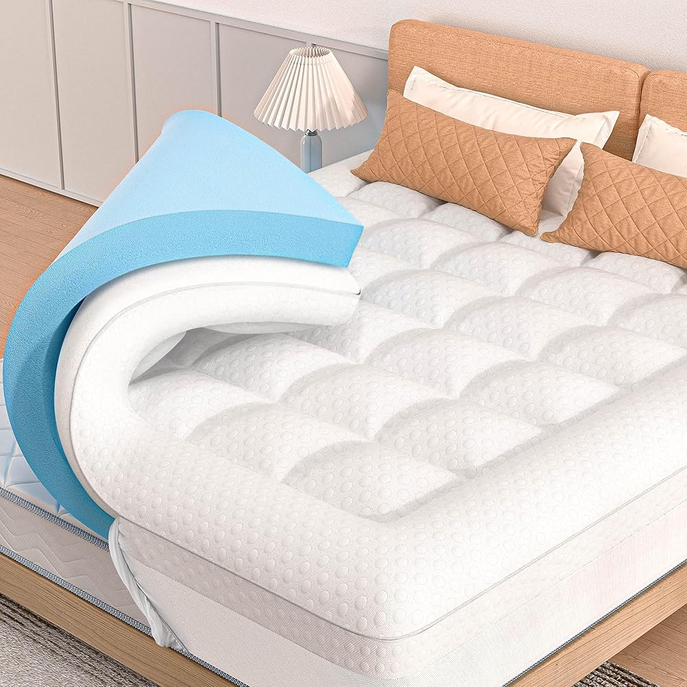 AprLeaf Pillow Top Mattress Topper Queen Size, 3 Inch Dual Layer Mattress Topper, 1 Inch Cooling Pillow Topper and 2 Inch Gel Memory Foam Mattress Topper for Back Pain : Home & Kitchen