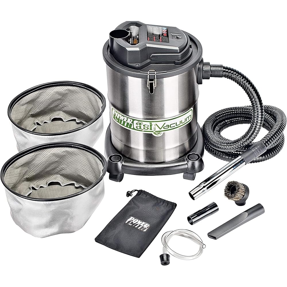 PowerSmith PAVC102 10 Amp 4 Gallon All-In-One Ash and Shop Vacuum/Blower with 10' Hose, Brush Nozzle, Pellet Stove , 16' Power Cord, 1 1/4