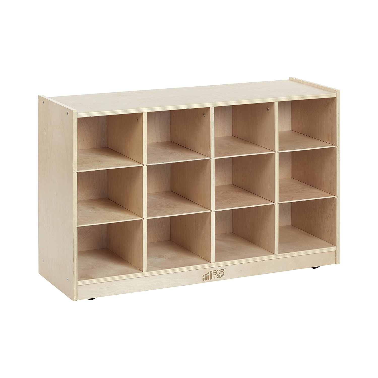 ECR4Kids 12 Cubby Mobile Tray Storage Cabinet, 3x4, Classroom Furniture, Natural : Office Products