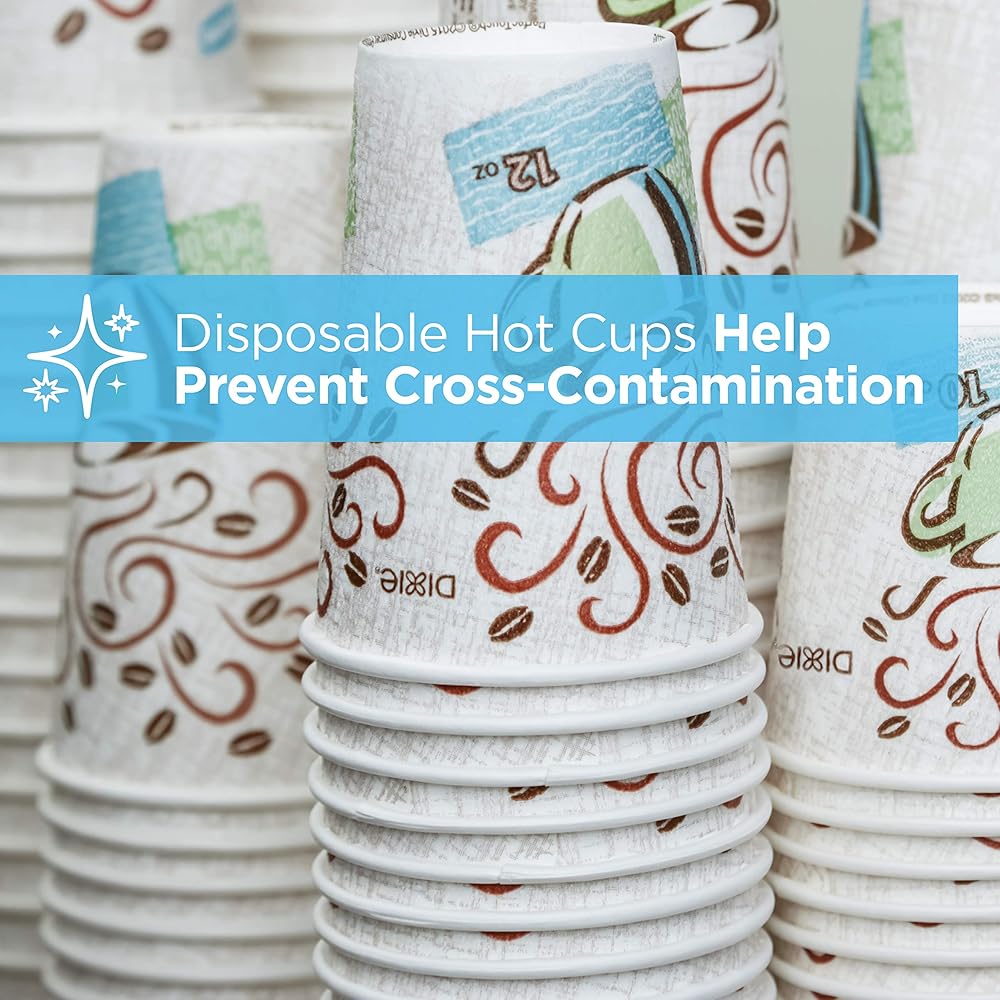 Dixie PerfecTouch 12 oz. Insulated Paper Hot Coffee Cup and Lid Set by GP PRO (Georgia-Pacific) Coffee Haze and White, 5342COMBO600, 300 Cups and 300 Lids (50 Cups and Lids Per Pack, 6 Packs Per Case) : Health & Household