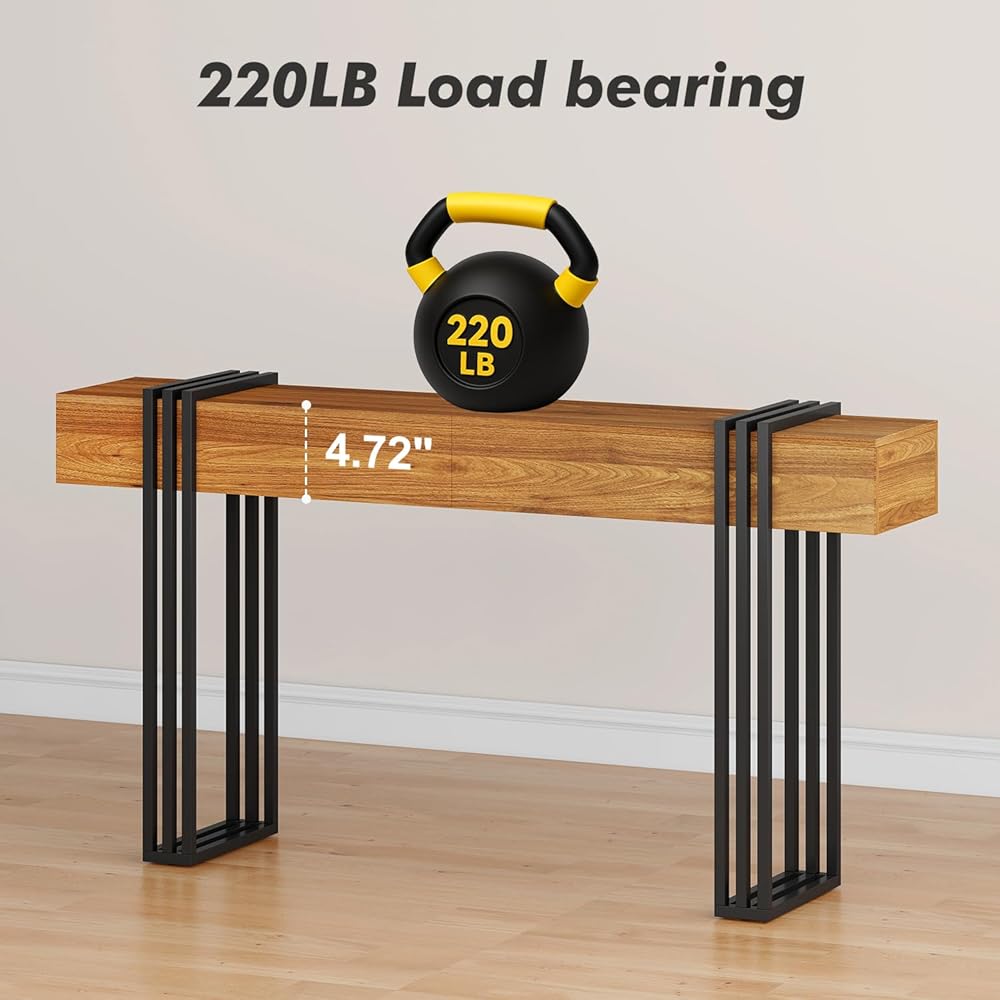 knoworld 63 Inch Long Console Table, Industrial Sofa Table Behind The Couch Rectangular Entryway Table for Entrance Hallway Living Room, Brown : Home & Kitchen