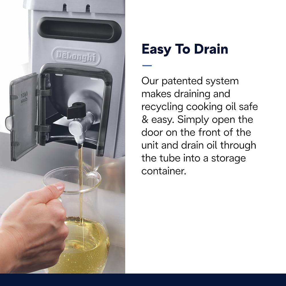 De’Longhi Livenza Deep Fryer with EasyClean System, Cool Zone, Adjustable Thermostat, Dishwasher-Safe Parts, Large Capacity, Easy Oil Draining, Stainless Steel: Home & Kitchen