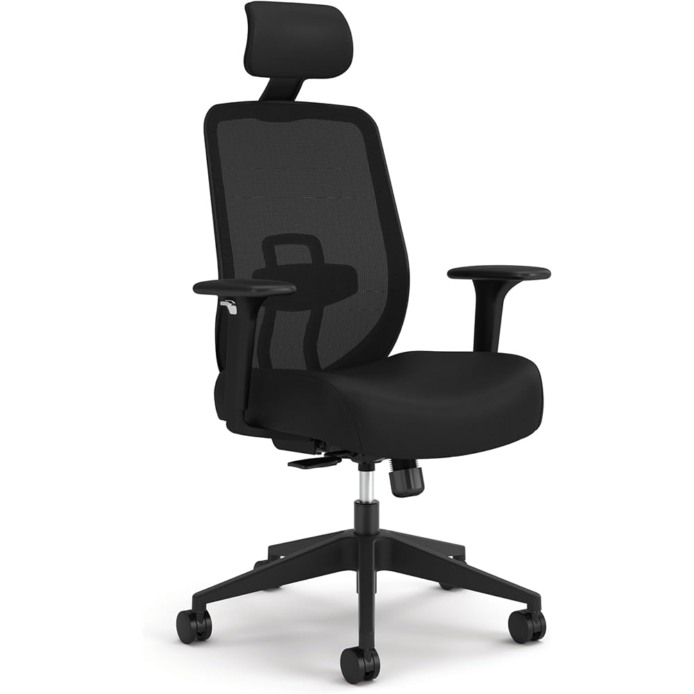 HON Altern Ergonomic Office Chair with Headrest, Arms, Wheels, Foam Cushion Seat, Mid Back Home Office Desk Chair Comfy, Height Adjustable Arms, Synchro-Tilt, Seat-Slide, Black : Home & Kitchen