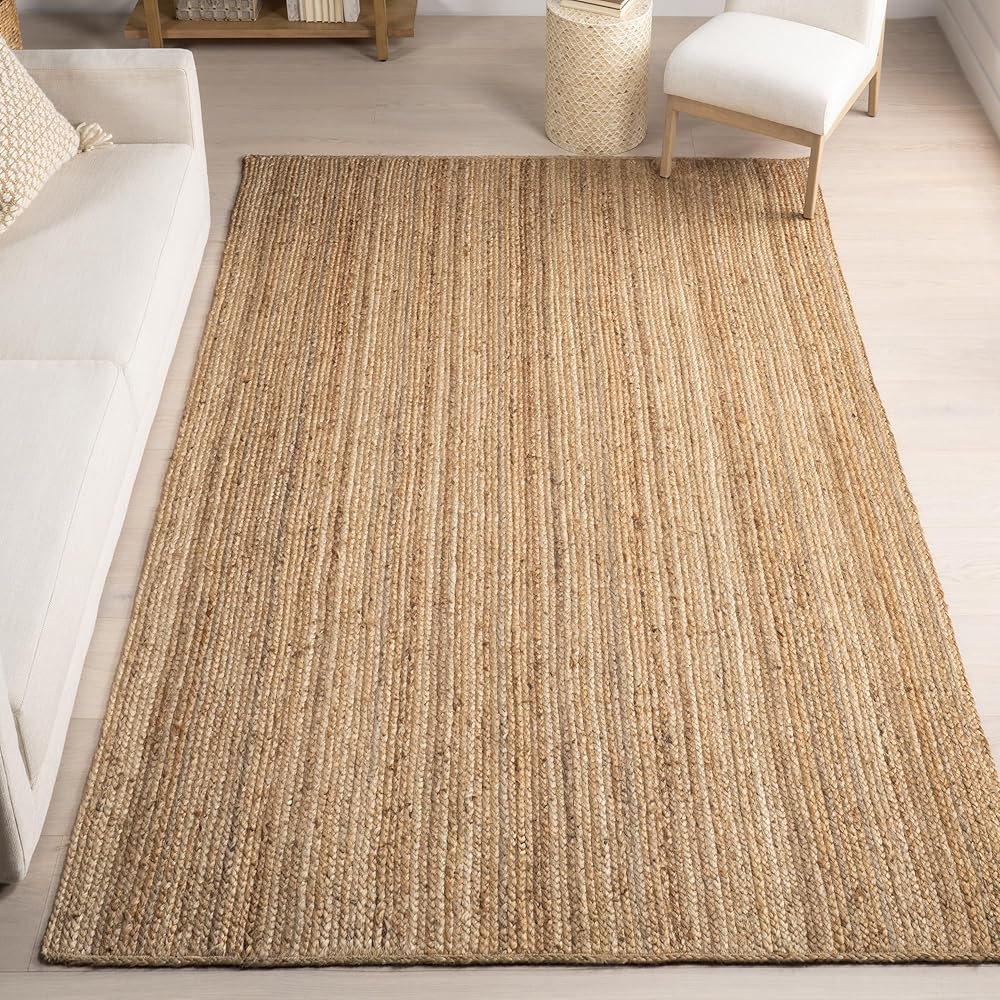 nuLOOM 5x8 Rigo Jute Hand Woven Area Rug, Natural, Solid Farmhouse Design, Natural Fiber, For Bedroom, Living Room, Dining Room, Hallway, Office, Kitchen, Entryway : Home & Kitchen