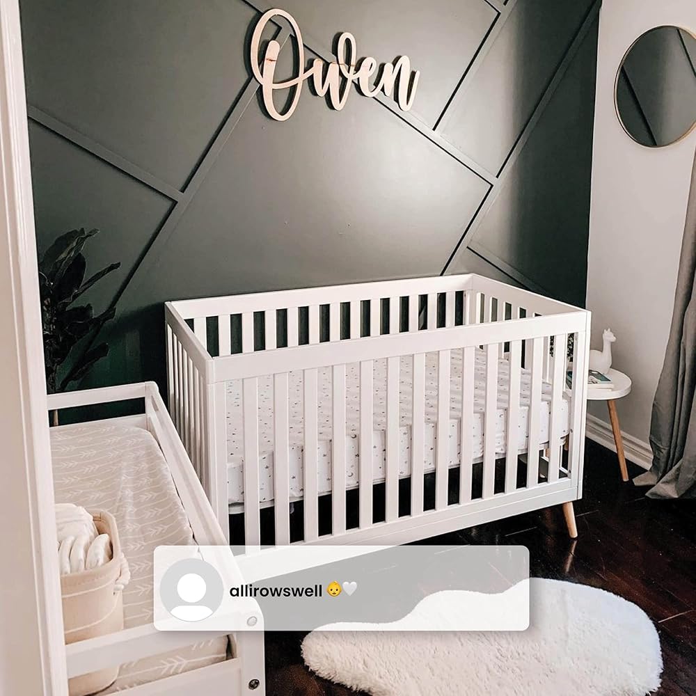 Delta Children Essex 4-in-1 Convertible Baby Crib, Bianca White with Natural Legs : Baby