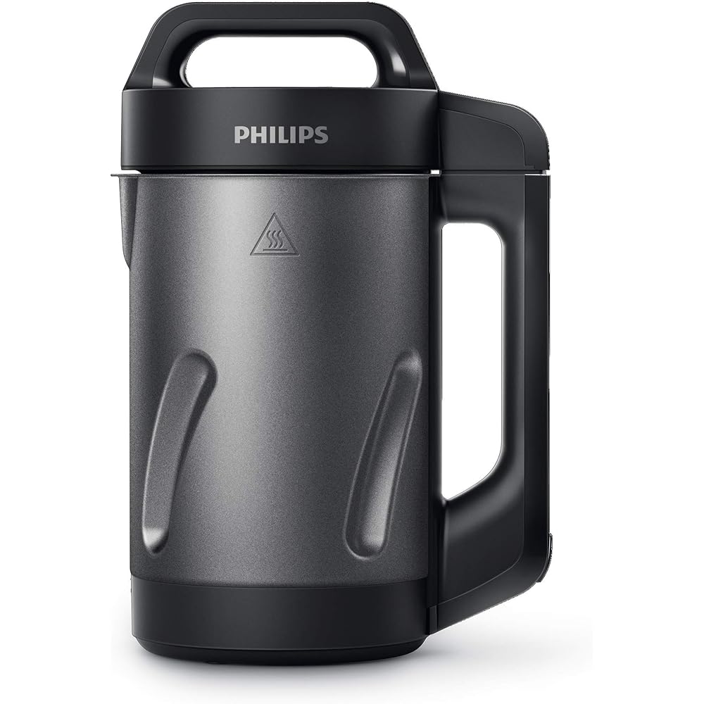 Philips Viva Collection SoupMaker, 1.2 L, Makes 2-4 servings, 6 Pre-set Programs, SoupPro Technology, Soup in Less than 18 Minutes, Eeasy Clean, Recipe Book, Black and Stainless Steel (HR2204/70): Home & Kitchen