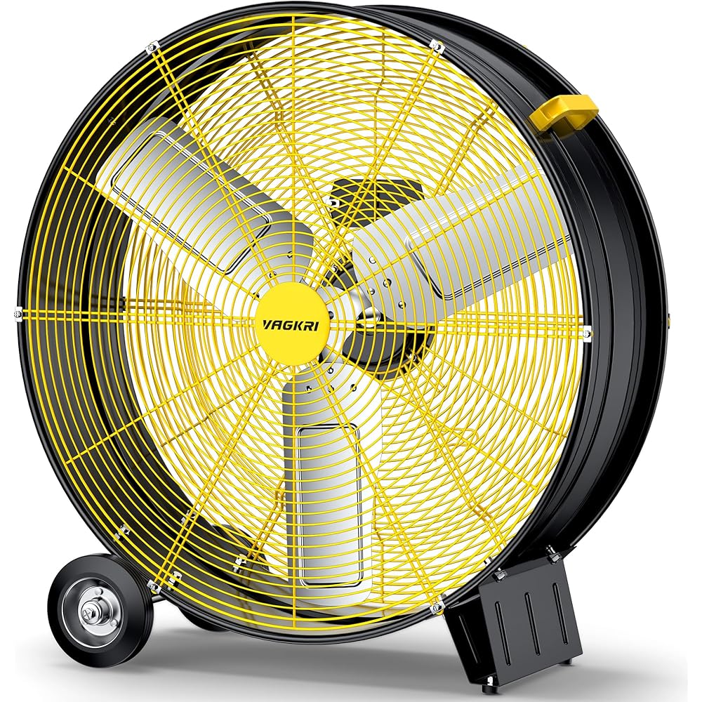 VAGKRI 30 Inch Industrial Drum Fan, 300W High Velocity Floor Fan, 3 Speed Heavy Duty Metal Fan with Casters Handles, Powerful Motor Air Circulator for Warehouse, Factory, Barn, Commercial, UL listed : Home & Kitchen