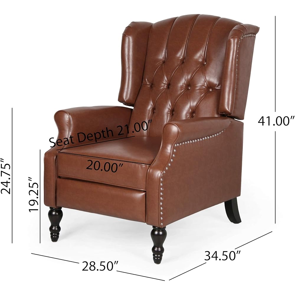Christopher Knight Home Randy Contemporary Tufted Recliner, Cognac Brown, Dark Brown 62D x 28.5W x 29H Inch : Home & Kitchen