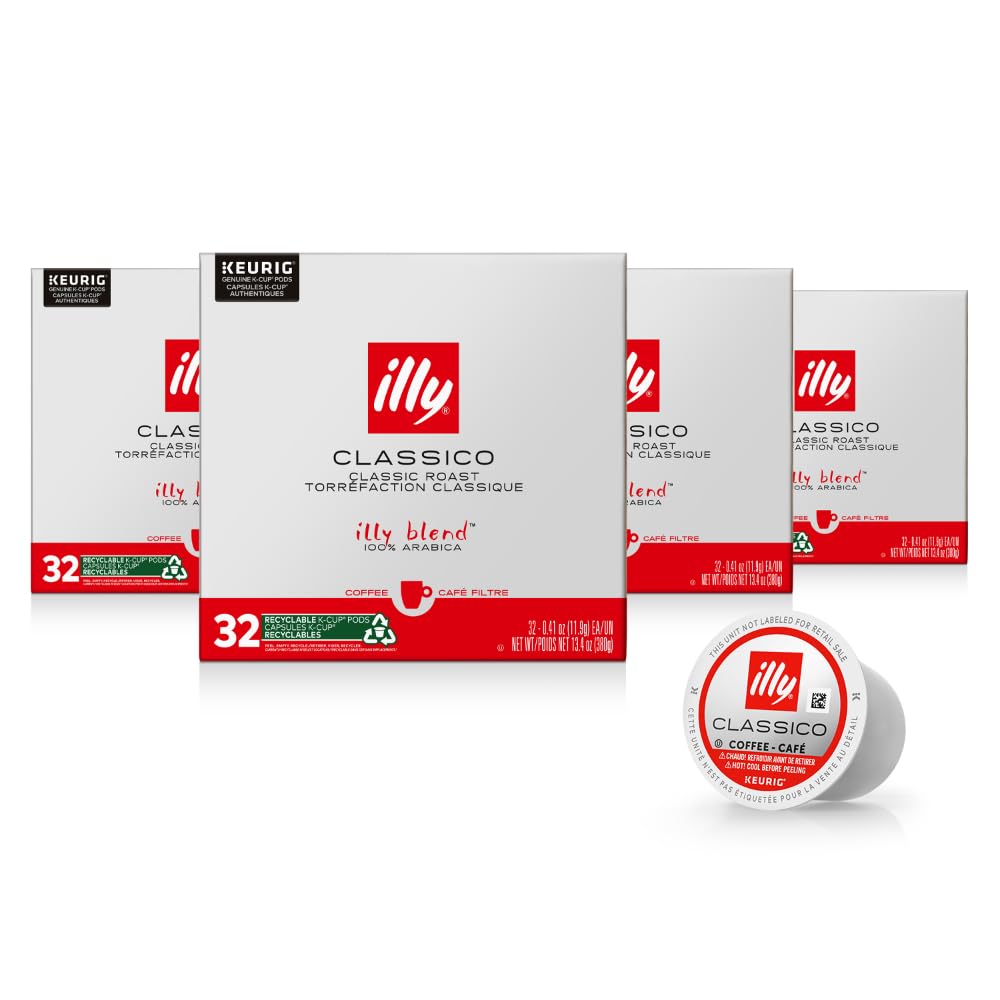 Illy Coffee K Cups - Pods For Keurig Machines – Classico Roast - Caramel, Orange Blossom & Jasmine - Mild, Flavorful & Balanced Flavor - No Preservatives – 32 Count, 4 Pack : Grocery & Gourmet Food