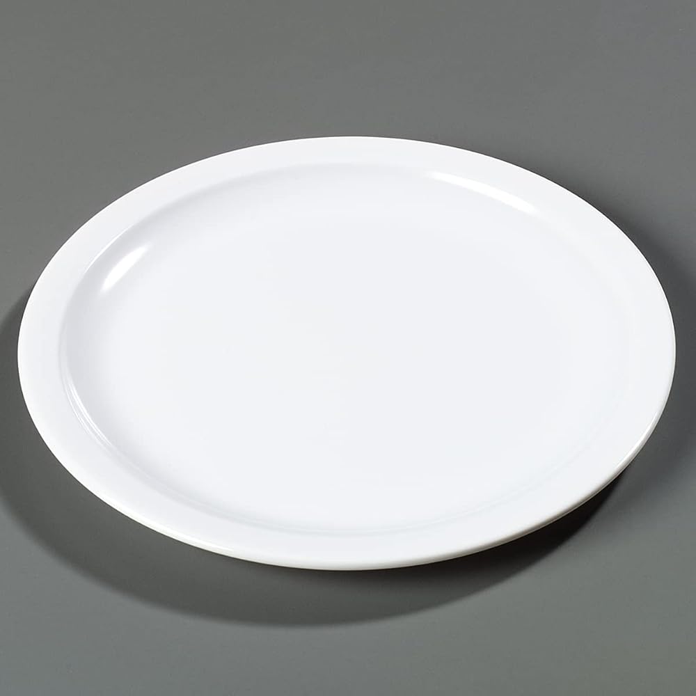 Carlisle FoodService Products Kingline Reusable Plastic Plate Sandwich Plate for Home and Restaurant, Melamine, 7.25 Inches, White, (Pack of 48) : Home & Kitchen