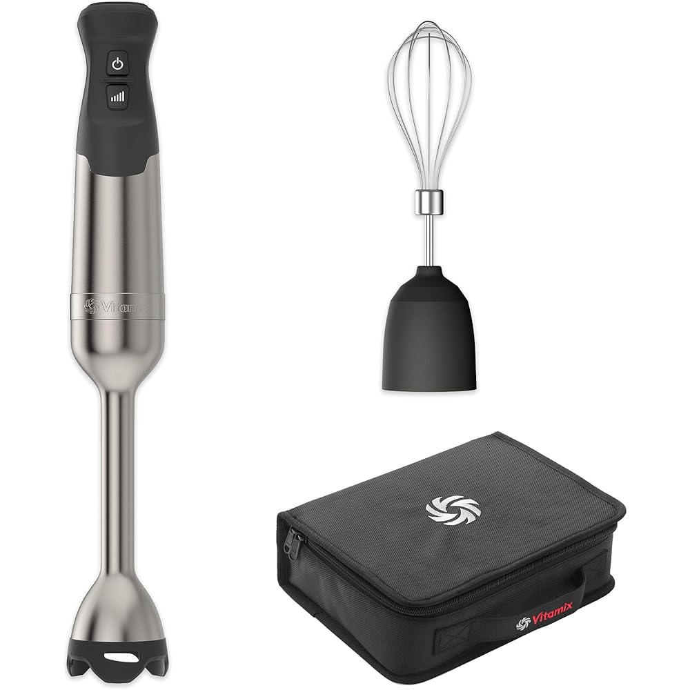 Vitamix 5-Speed Immersion Blender 3-Piece Bundle, 625-Watt Motor, One-Handed Operation, 5 ft cord, includes Whisk Attachment & Storage Case, Stainless Steel/Black: Home & Kitchen