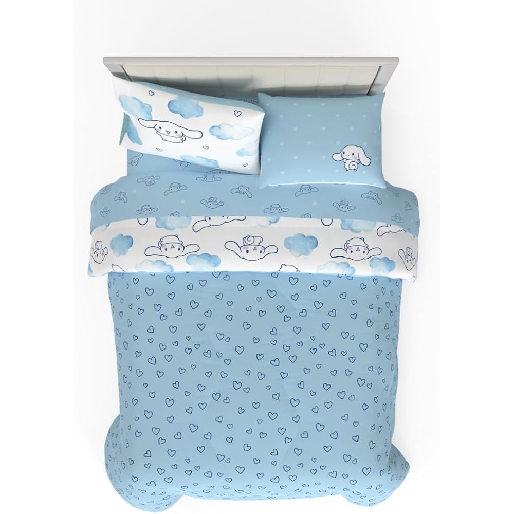 Franco Cinnamoroll Bedding 7 Piece Super Soft Cozy Reversible Comforter and Sheet Set with Sham, Queen, (100% Official Licensed Product) : Home & Kitchen