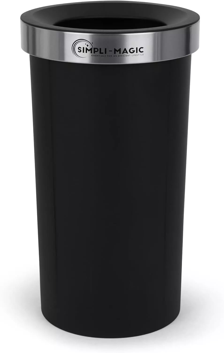 SIMPLI-MAGIC 16 Gallon (60L) Open Top Trash Can – Round Commercial Trash Can – Smudge-Resistant, Easy to Clean, Non-Skid Base, Stainless Steel (2 Pack) : Home & Kitchen