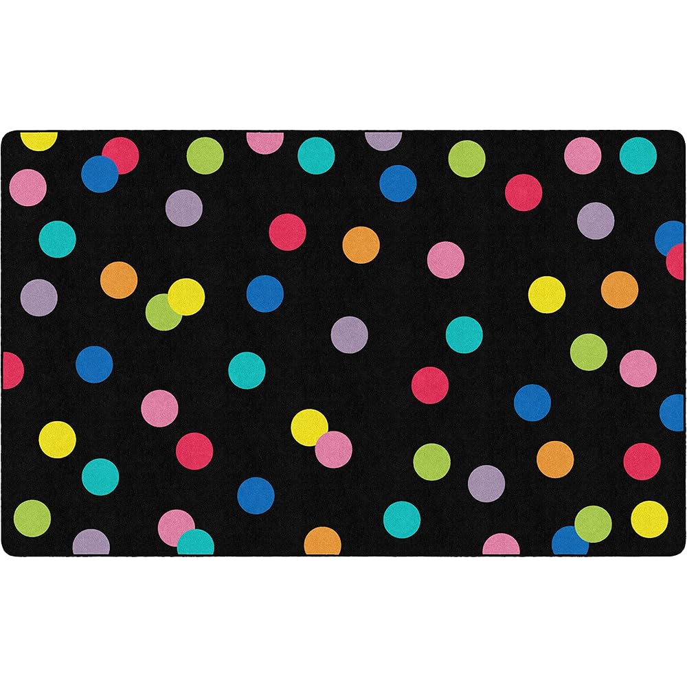 Flagship Carpets Schoolgirl Style Just Teach Rainbow Polka Dots Classroom Area Rug for Indoor Classroom Learning or Kid Bedroom Educational Play Mat, 7'6