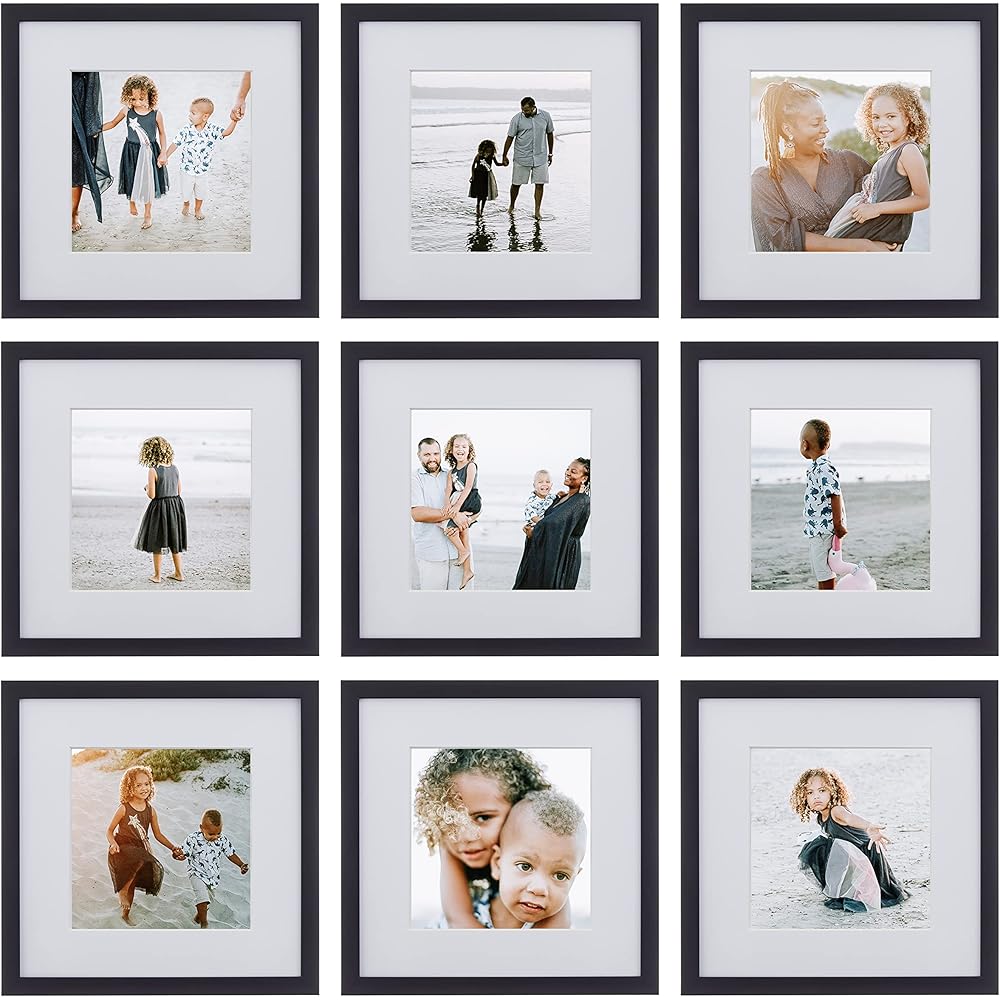 - Sheffield Home 9 Piece Gallery Wall Frame Set, 12x12 in. Matted to 8x8 in. (Matte Black)
