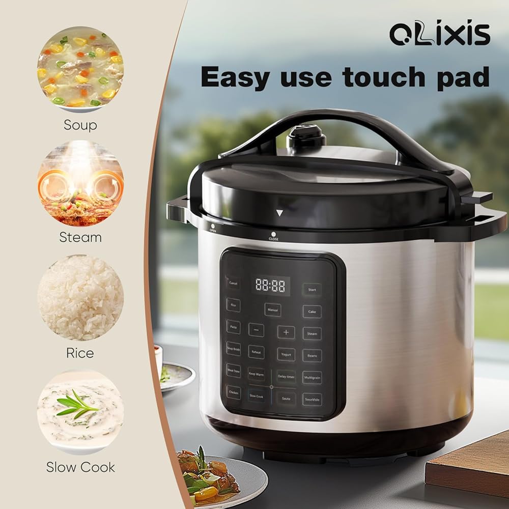 OLIXIS Electric Pressure Cooker 8 Quart Stainless Steel Multi Cooker Electric for Pressure 16-in-1 Rice, Steamer, Yogurt Maker, Slow Cook,Meat Stew, Cake, Saute, Multigrain: Home & Kitchen